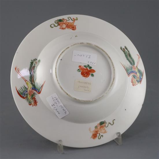 A French Kakiemon style porcelain soup plate, 18th or 19th century, D.22cm